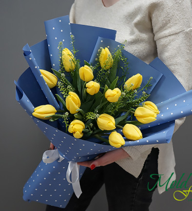 Букет из желтых тюльпанов "На рассвете" Фото 394x433